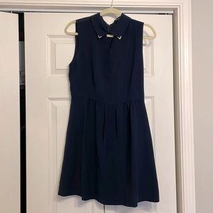 FOREVER 21 navy blue chiffon dress with metal collar tips